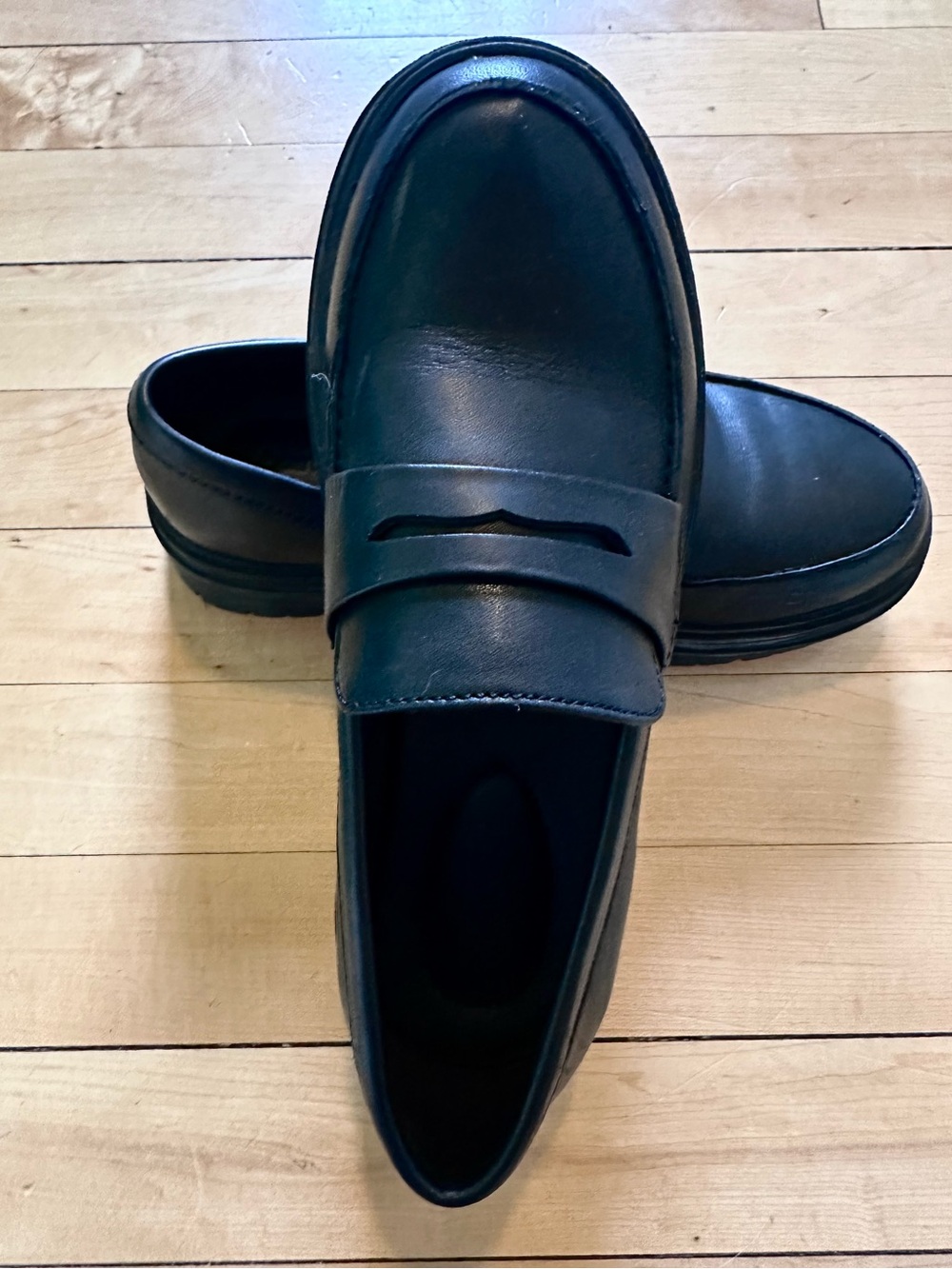 Quince Black Italian Leather Lug Sole Loafer for Women